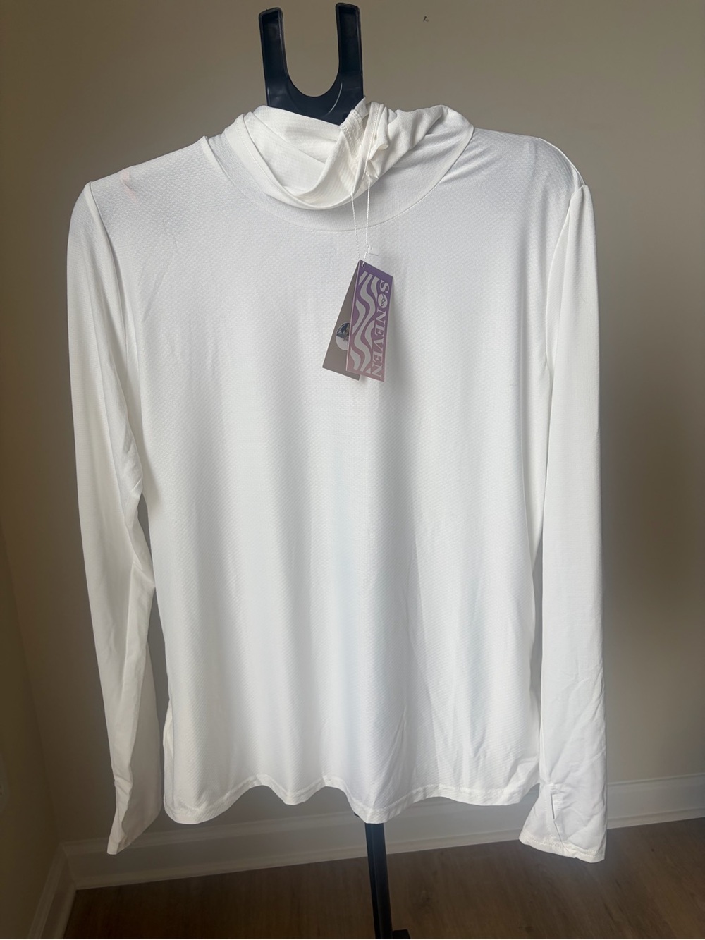 NWT Soneven White Cowl Neck Hooded Long Sleeve Sun Shirt 2XL - Picture 2 of 8